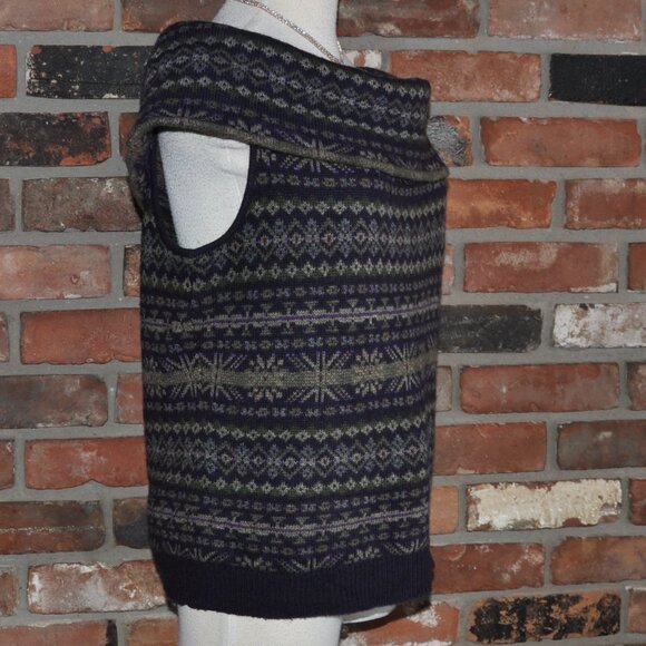 Ralph Lauren Knit Off the Shoulder Sleeveless Fair Isle Wool Cashmere Sweater L - Picture 5 of 9